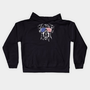 Proud Boxer Dog American Flag sunglasses Kids Hoodie